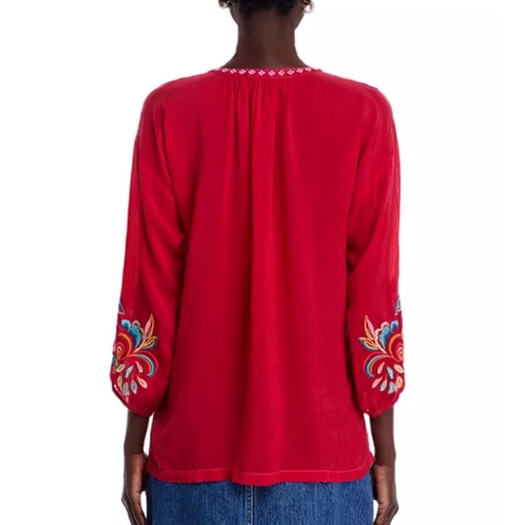 New Johnny Was Zadonia Floral Tassel Tie Blouse - Picture 14 of 16